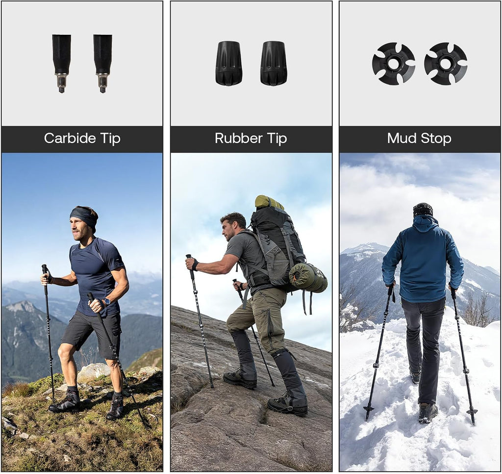 Night Cat Collapsible Trekking Pole: Lightweight Hiking Stick 1 Pack 2 Packs Adjustable Walking Pole for Backpacking Climbing