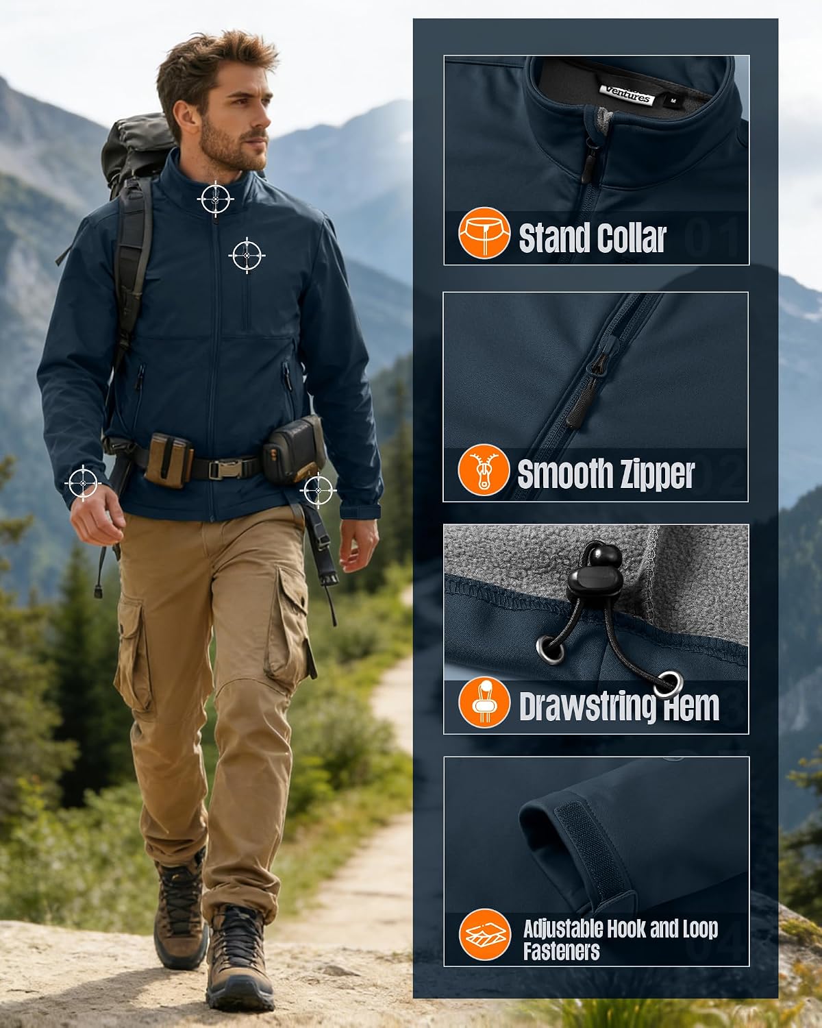 Outdoor Ventures Men's Softshell Jacket Waterproof Lightweight Rian Jacket