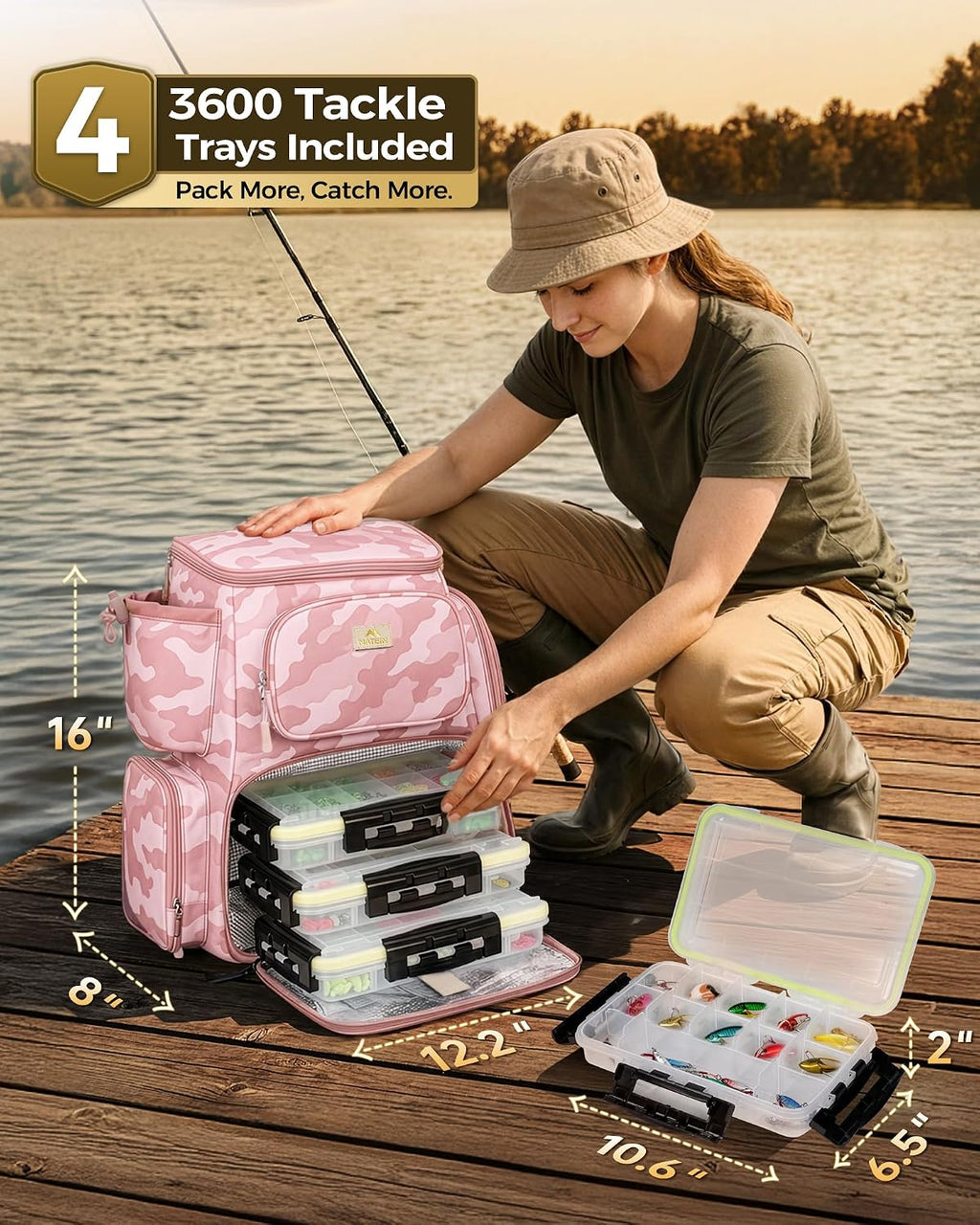MATEIN Pro Fishing Backpack with 4 Tackle Boxes, 3600 Tackle Box Backpack