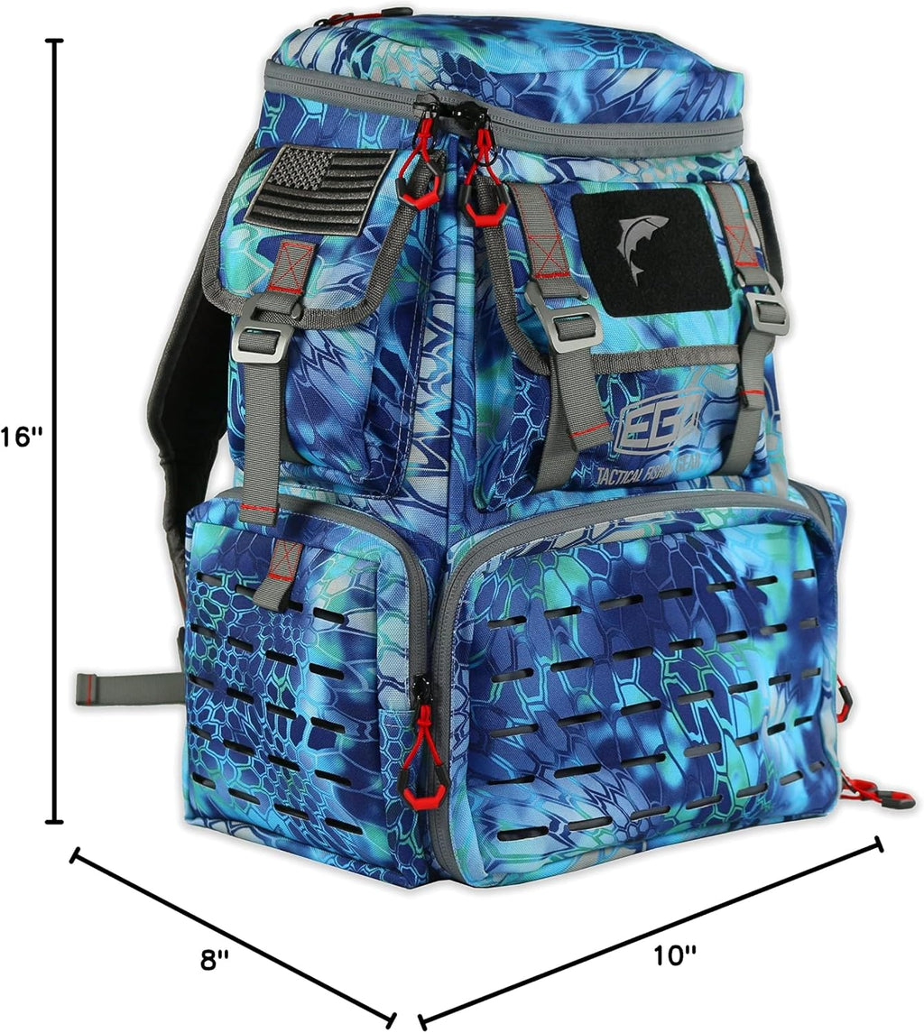 Ego Kryptek Tackle Box Backpack, 1000D Nylon, 4 Tackle Trays, PVC-Backed