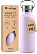 Bambaw Insulated Water Bottle 32 oz, Leak-Proof Water Bottle Stainless Steel, Keeps Drinks Cold for 24h Cold and Hot for 12h, With a Wide Mouth for Easy Cleaning & To Fit a Tea Infuser (Lavender Haze)