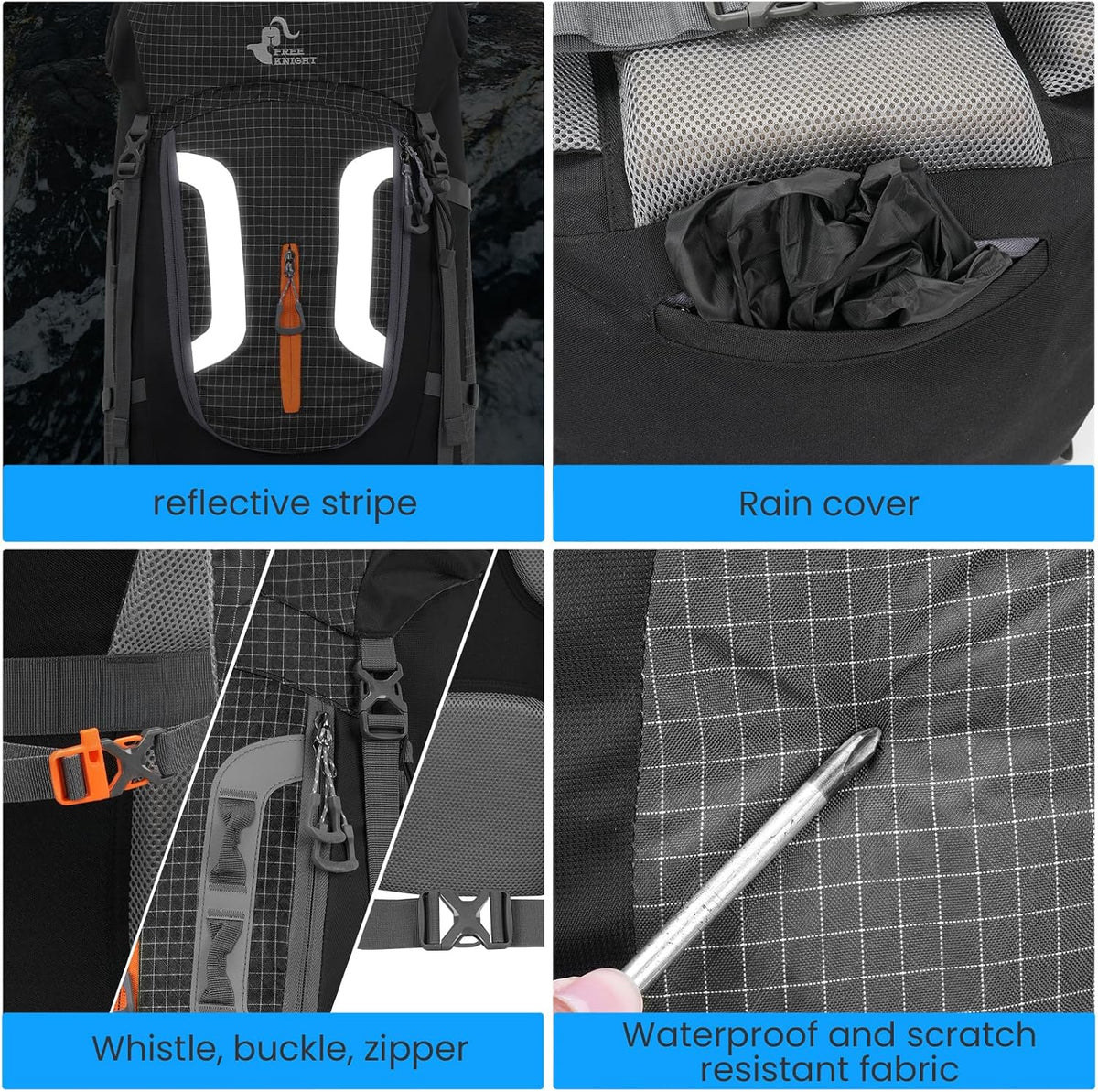 Bseash 80L Waterproof Hiking Camping Backpack with Rain Cover, Lightweight Outdoor Sport Travel Daypack for Climbing Touring