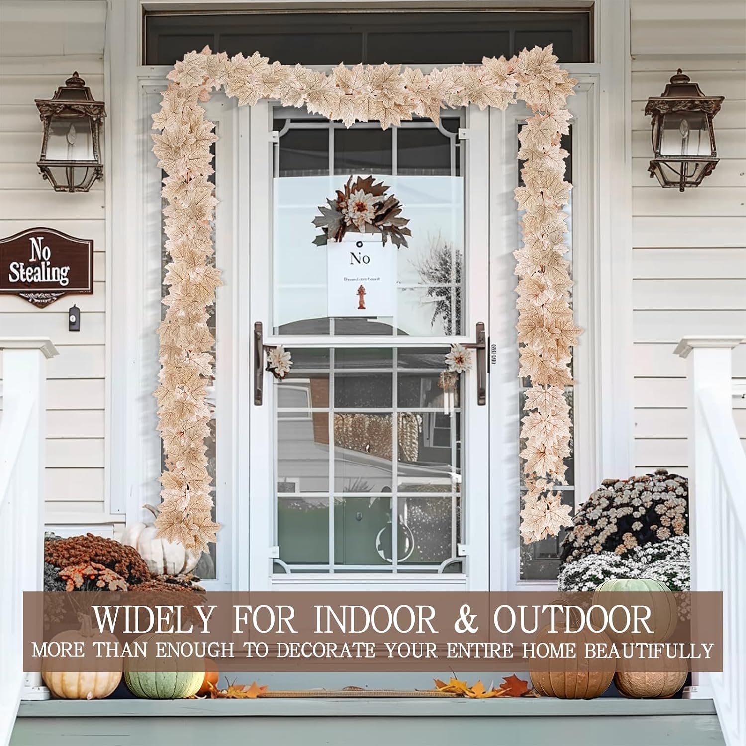3 Pack Fall Garland with Lights, Total 19.5Ft 60LED Autumn String Lights
