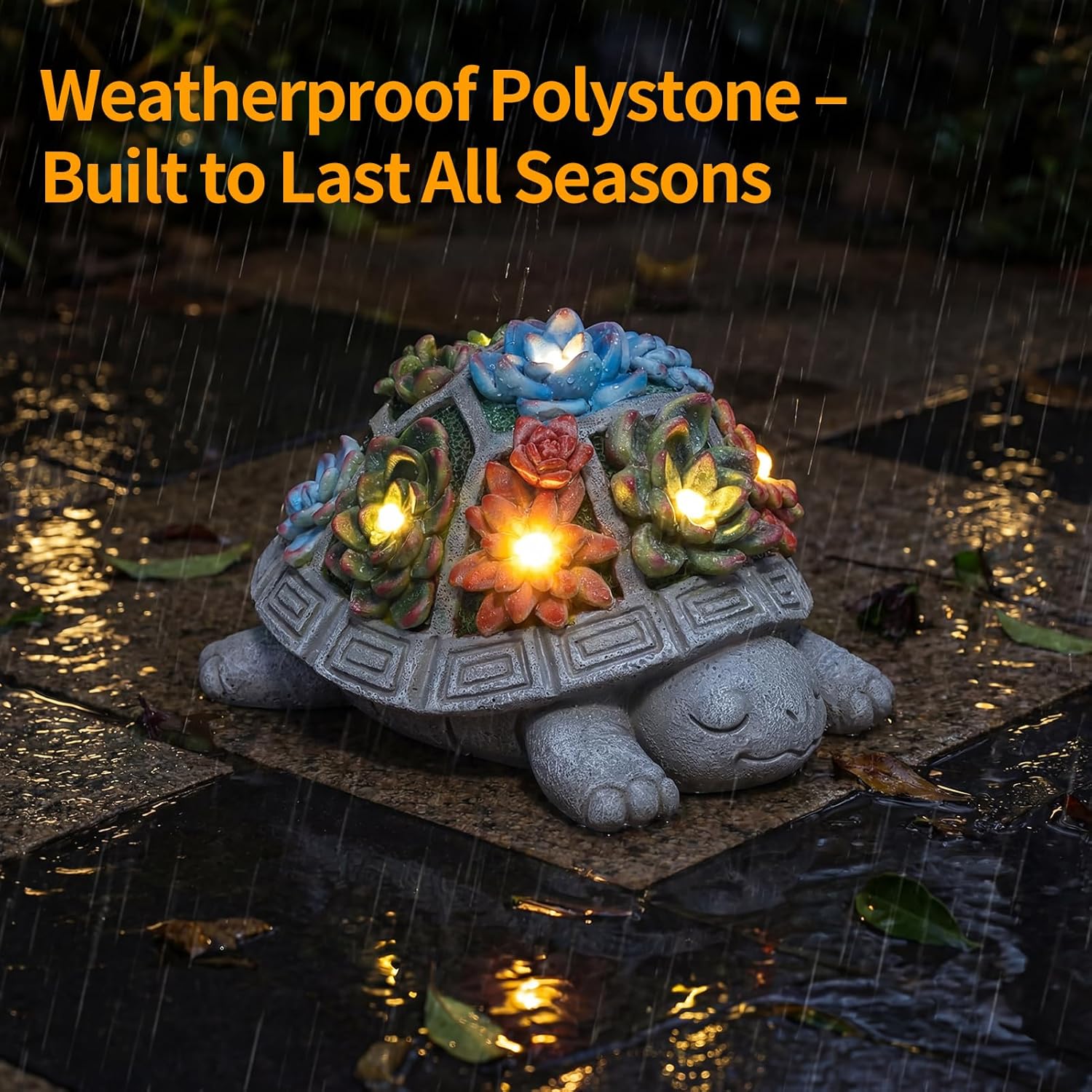 Turtle Garden Decor with Succulent LED Solar Lights Tortoise Garden Outdoor Statue for Yard Decorations Outside Patio Balcony Home Decoration Art Gift for Women Mom Grandma