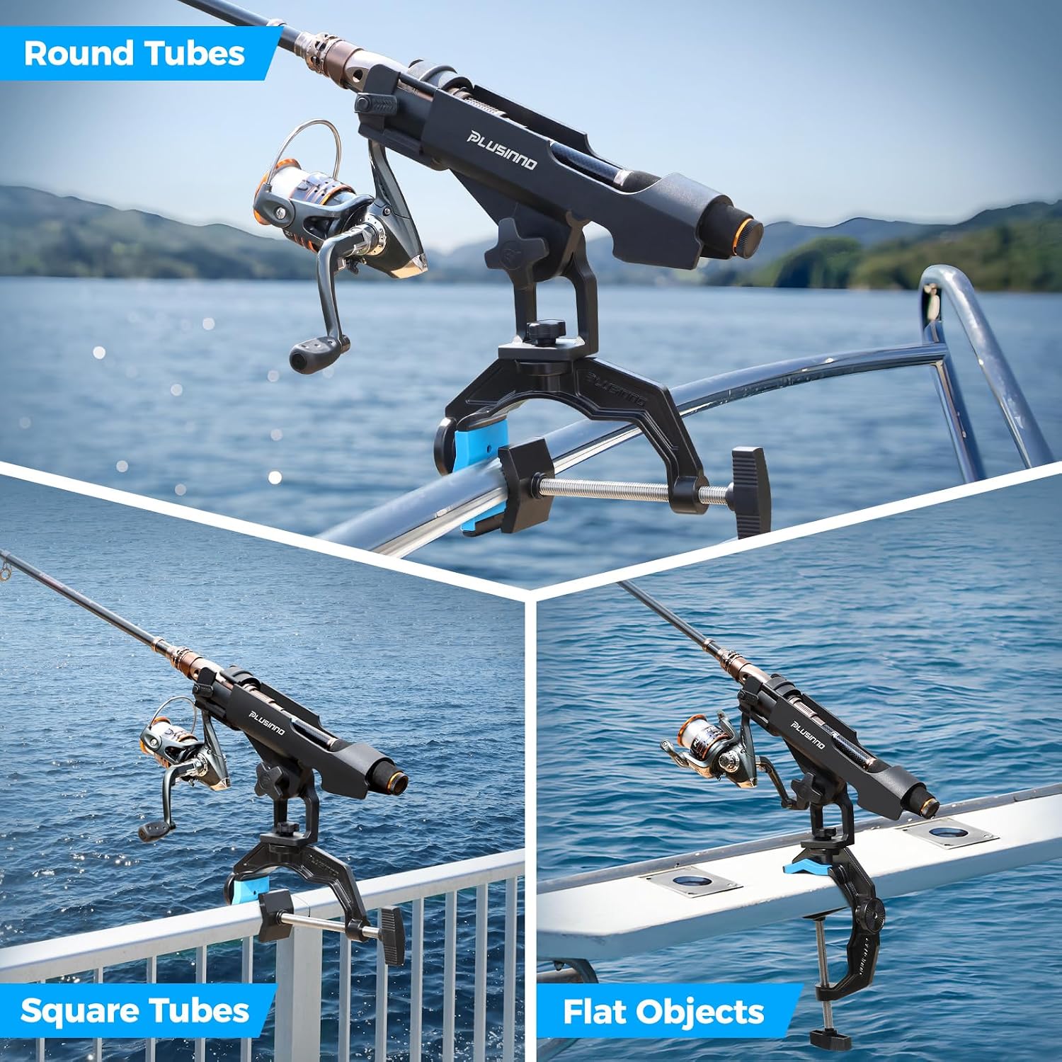PLUSINNO 1/2/4 Pack Fishing Rod Holders for Boat, Fishing Rod Holder