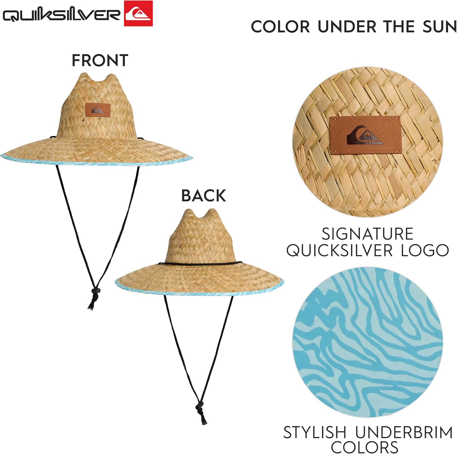 Quiksilver Men's Wide Brim Outdoor Lifeguard Straw Sun Hat