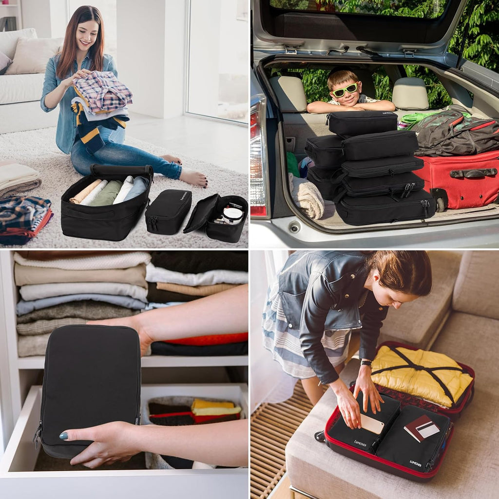 Lumesner 8 Set Compression Packing Cubes, Travel Suitcase Organizers