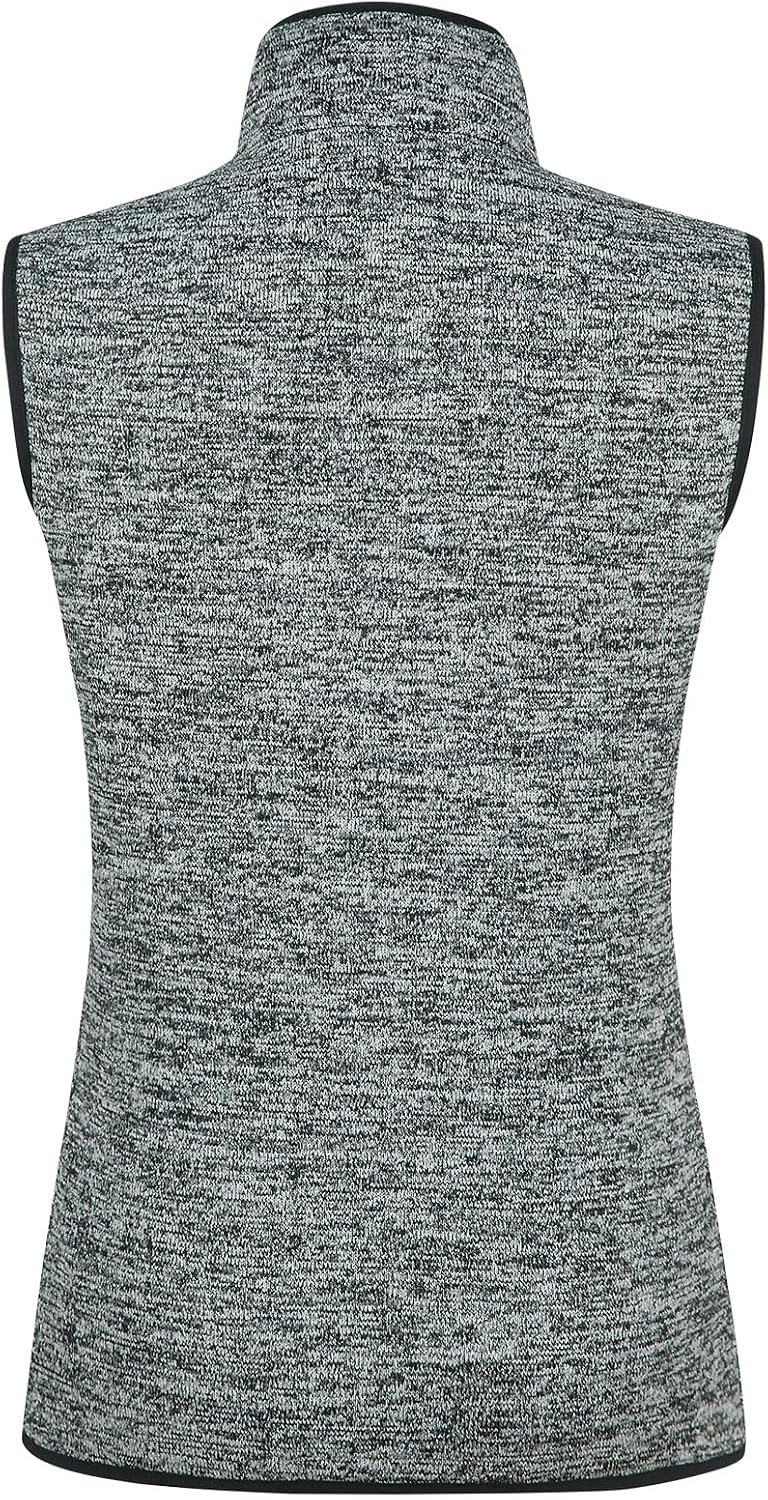 Zip Up Womens Vest with Zipper Pockets Sweater Fleece Vest