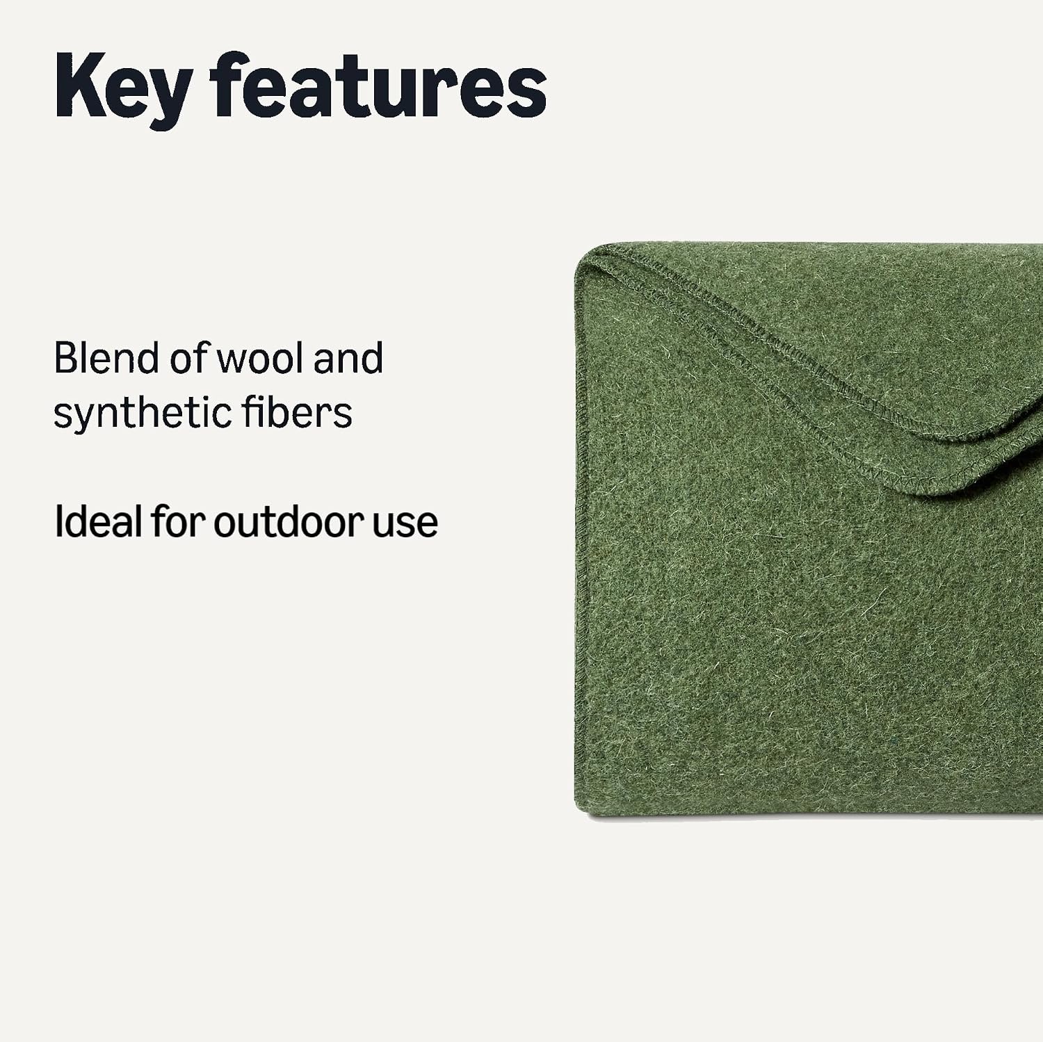 Amazon Basics Outdoor Camping Blanket, Military-Style Wool Blend, Camping Essentials