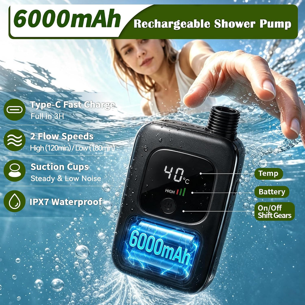 Portable Camping Shower with Head & Heater, Outdoor Shower Kit