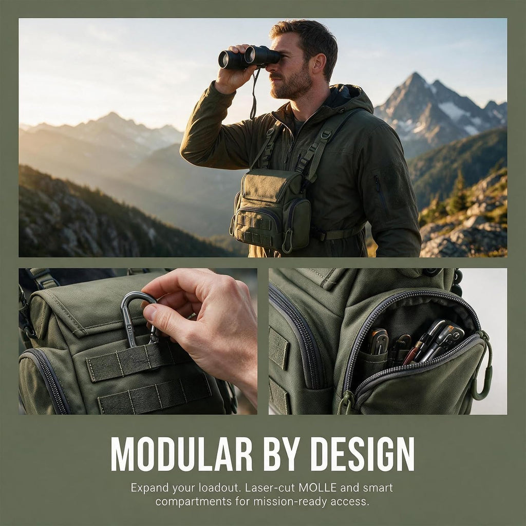 Binocular Harness Chest Pack - Bino Harness Hunting Chest Rig with Pocket
