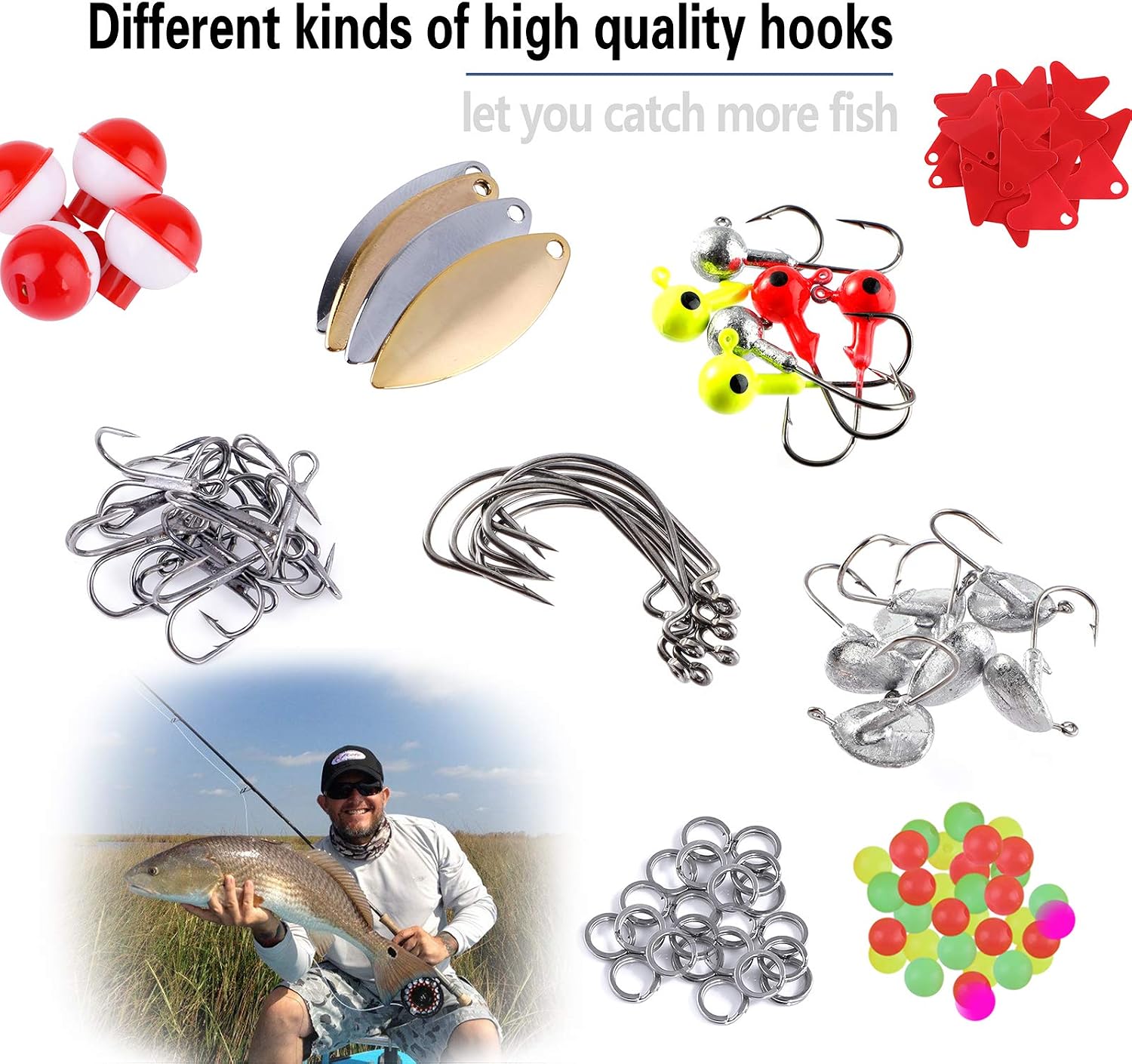 TOPFORT 187/343pcs Fishing Accessories Kit, Organized Fishing Tackle Box with Tackle Included, Fishing Hooks, Fishing Weights Sinkers, Fishing Gear and Equipment, Fishing Gift for Men