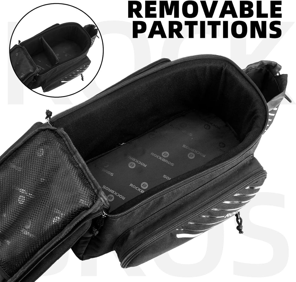 ROCKBROS 15L Bike Rear Rack Bag Pannier Trunk Bag with Rain Cover