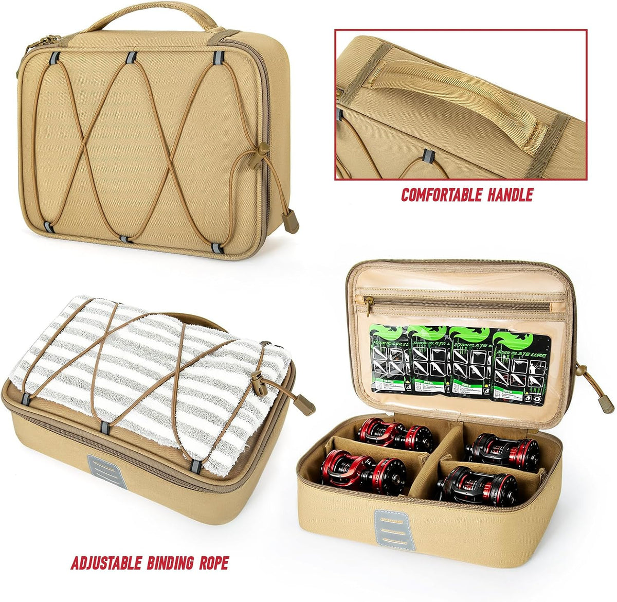 Fishing Tackle Bag, Equipped With 4 Tackle Boxes and Detachable Reel Storage Pouch, Waterproof Fishing Gear Organizer, Adjustable Shoulder Strap Fishing Bags for Saltwater & Freshwater