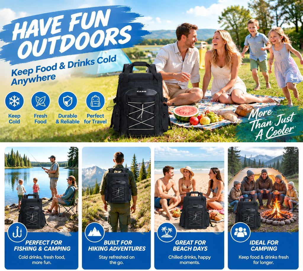 Backpack Coolers Insulated Leak Proof 38cans Soft Insulated Cooler Backpack for Women Men 12 Hours Cooling for Camping Hiking Beach Picnic