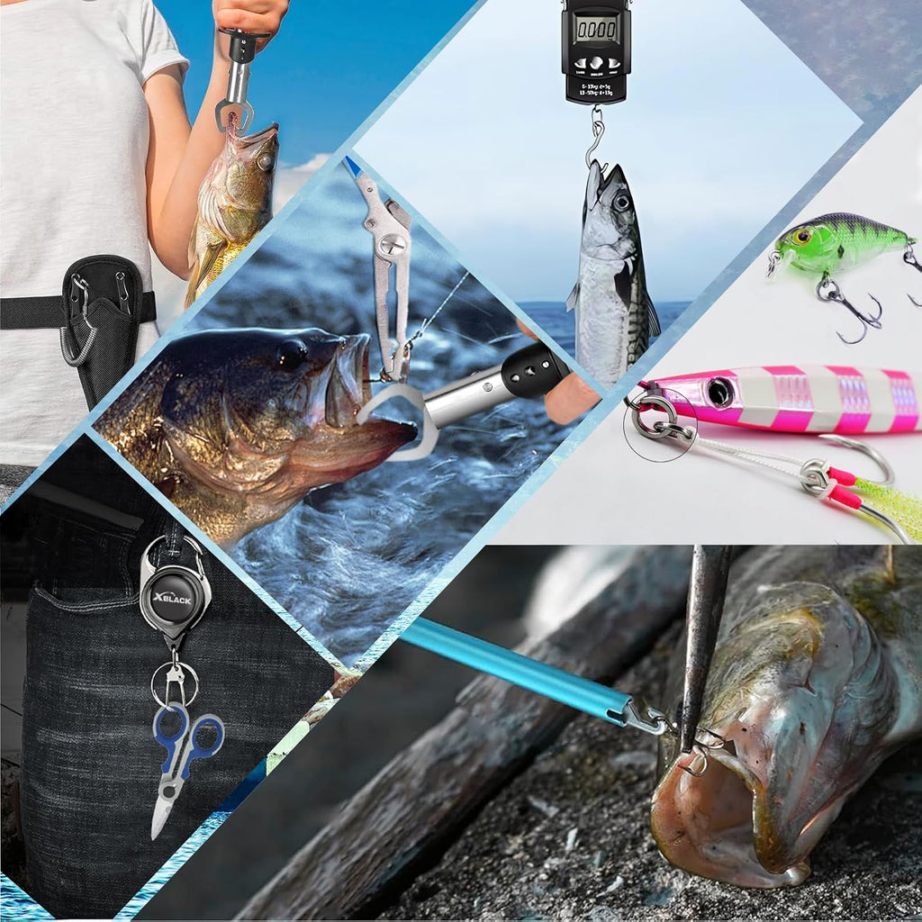 XBLACK Fishing Tool Kit Fishing Pliers Fish Gripper Fishing Scale Fish Grip Tools Set Saltwater Resistant Fishing Gear