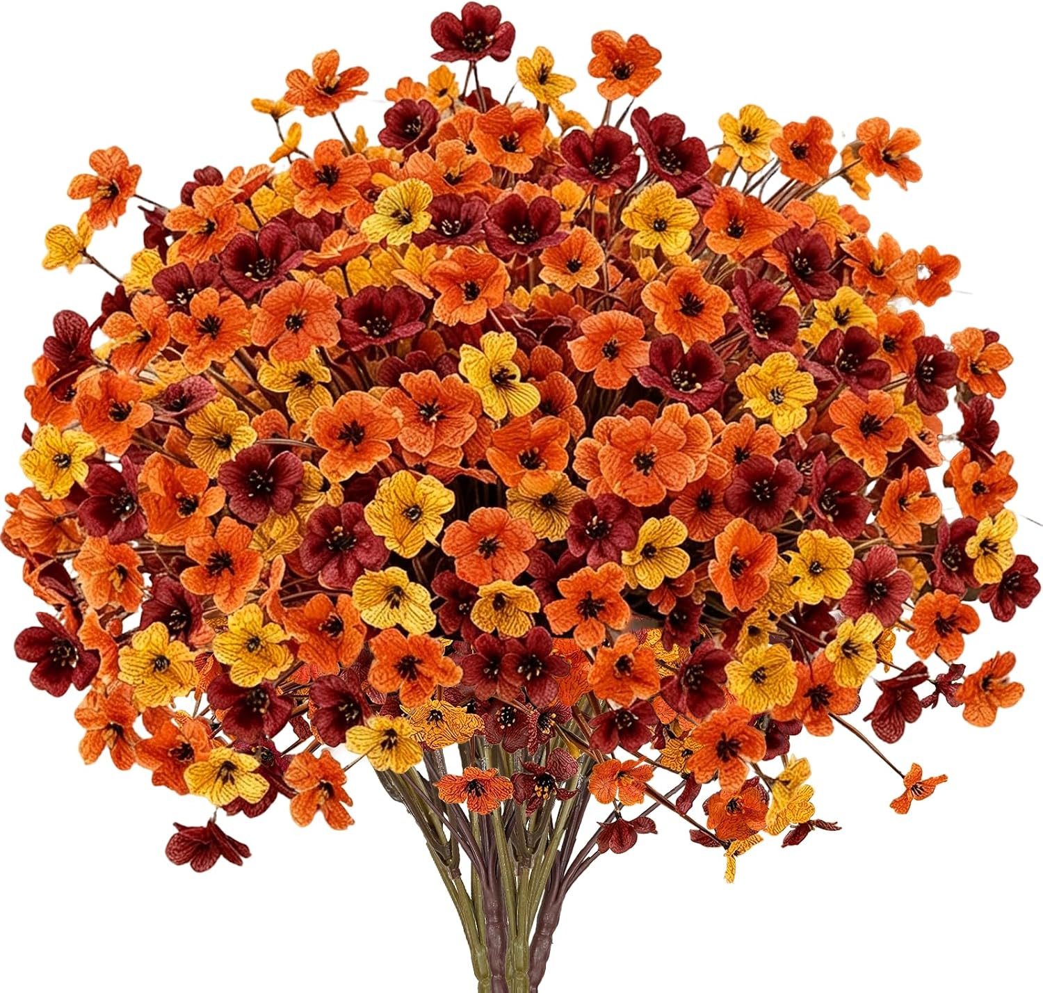 24 Bundles Fall Artificial Flowers for Outdoors Fall Decor UV Resistant