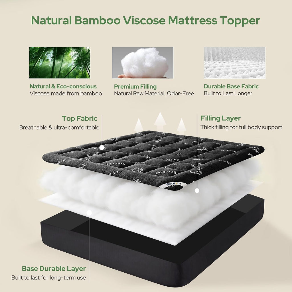 BEDLORE Queen Mattress Topper , Thick Pillow Top Mattress Pad