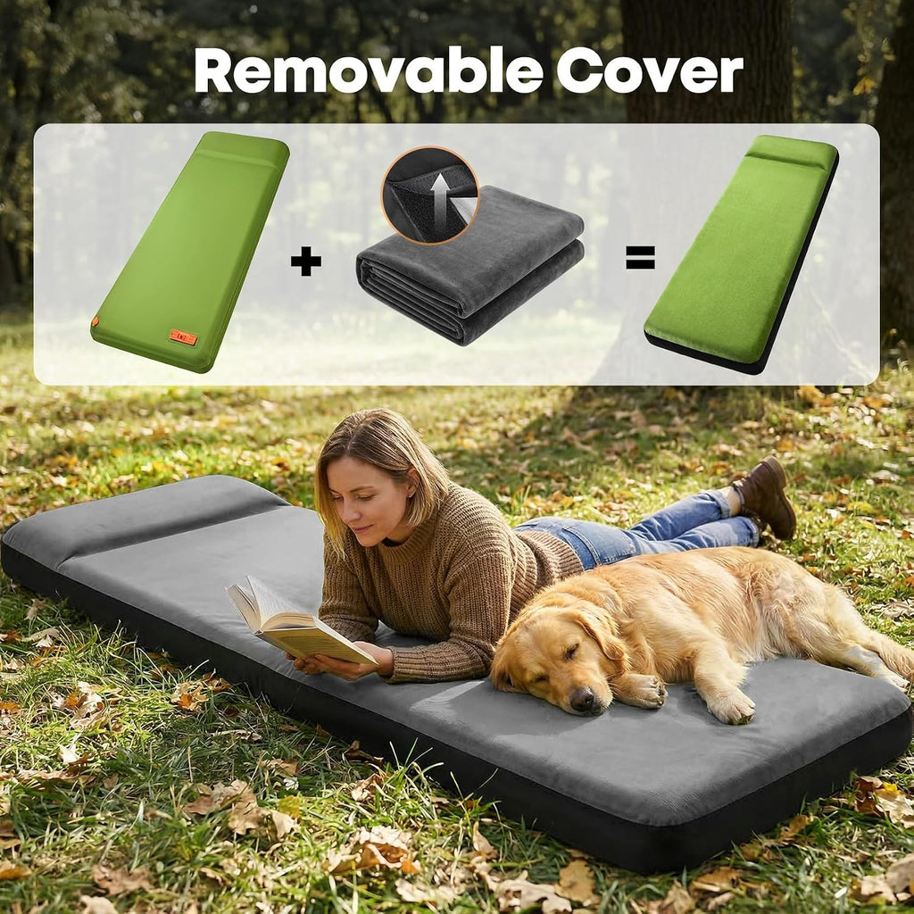 Self Inflating Sleeping Pad with Electric Pump, 4" Ultra-Thick Foam Camping Pad,9.5 R-Value 4 Season Camping Mattress Pad with Removable Cover, Camping Essentials Gear for Tent Travel Car