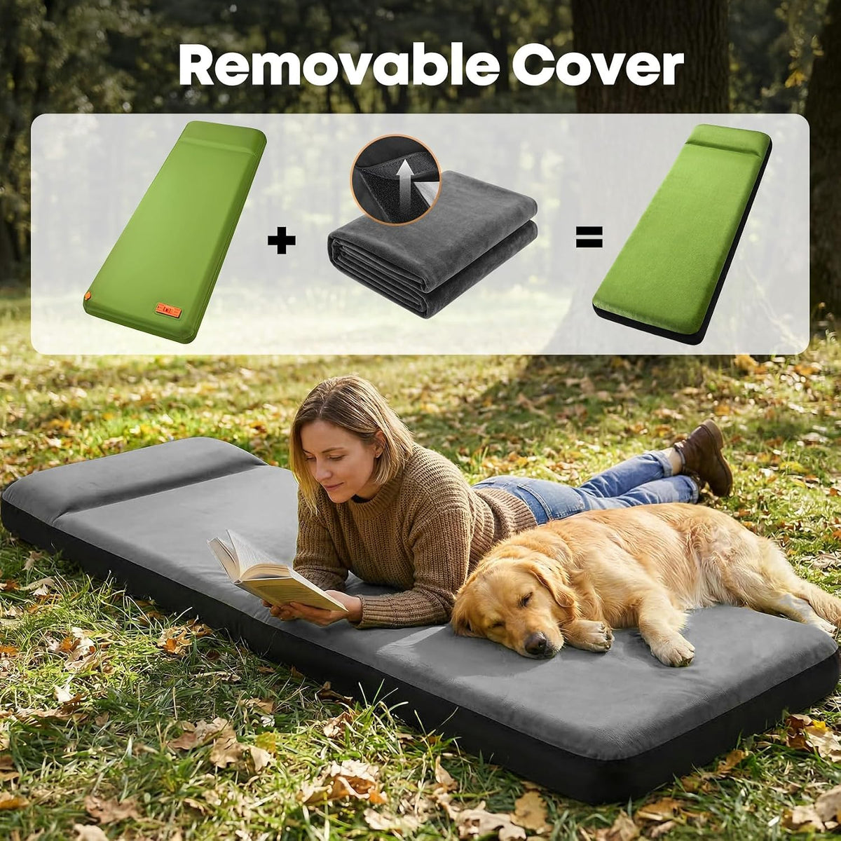 Self Inflating Sleeping Pad with Electric Pump, 4" Ultra-Thick Foam Camping Pad,9.5 R-Value 4 Season Camping Mattress Pad with Removable Cover, Camping Essentials Gear for Tent Travel Car