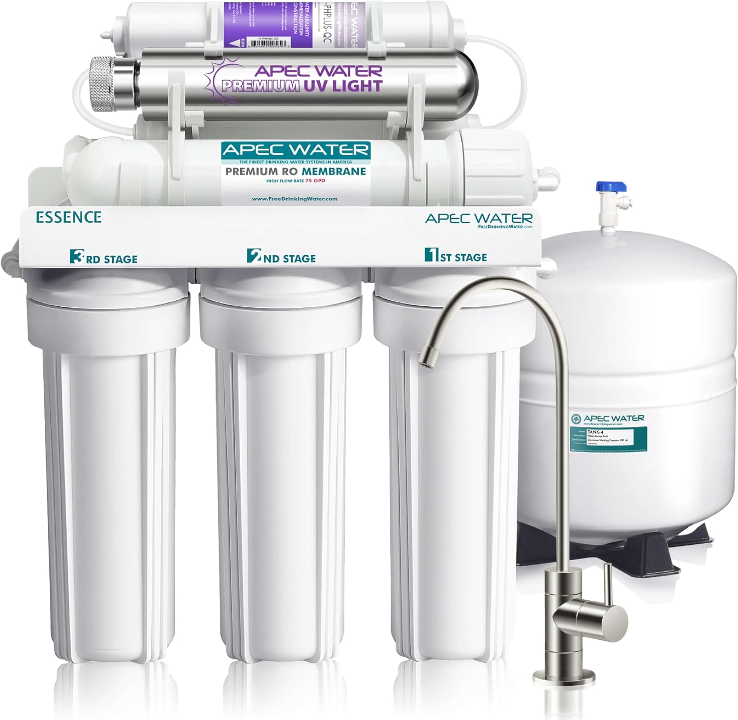 APEC Water ROES-PH75, 6-Stage Under Sink RO System, Alkaline, 75 GPD