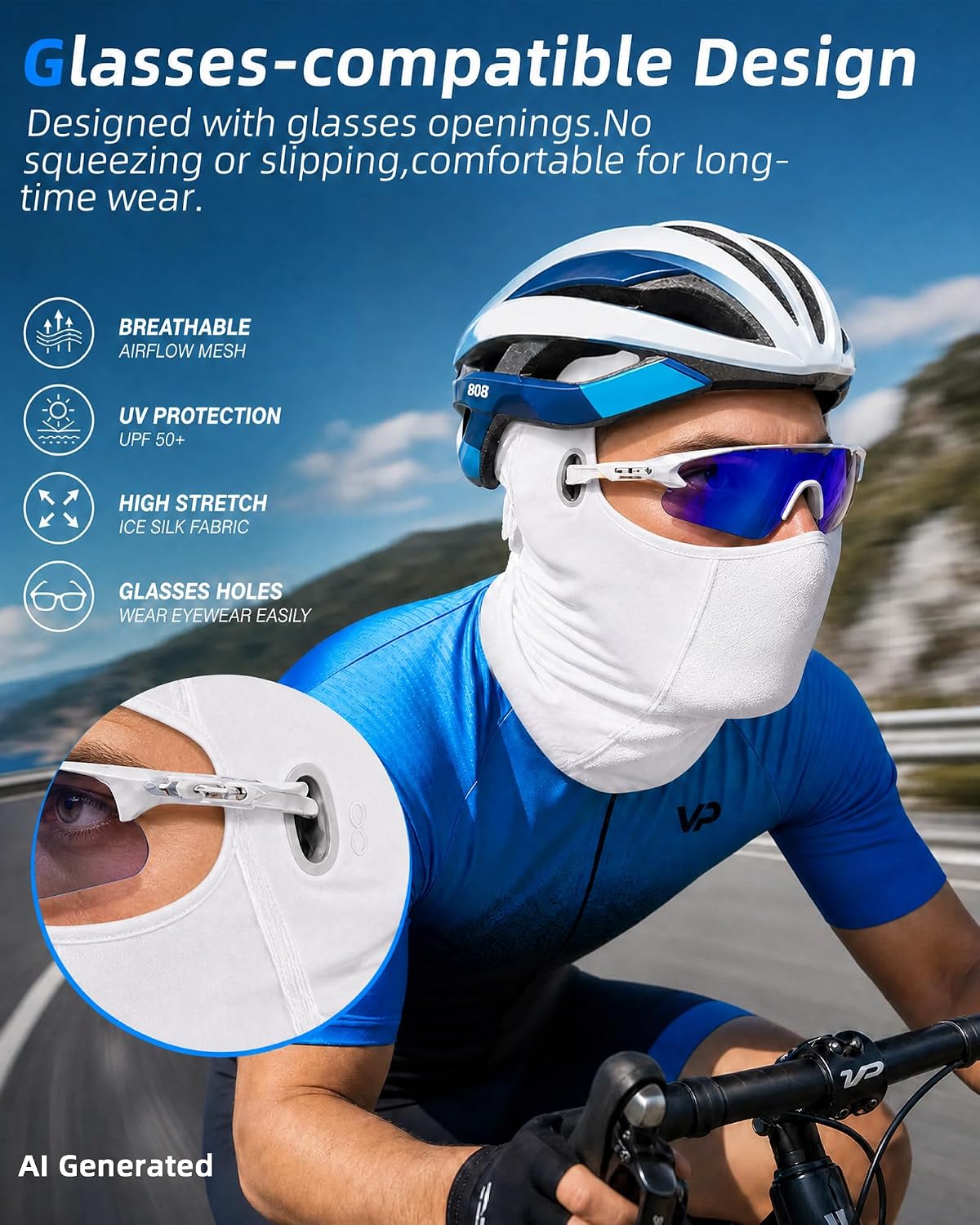 3 Pieces Unisex Ice Silk Mesh Balaclava Ski Mask, Full Cycling Face Cover
