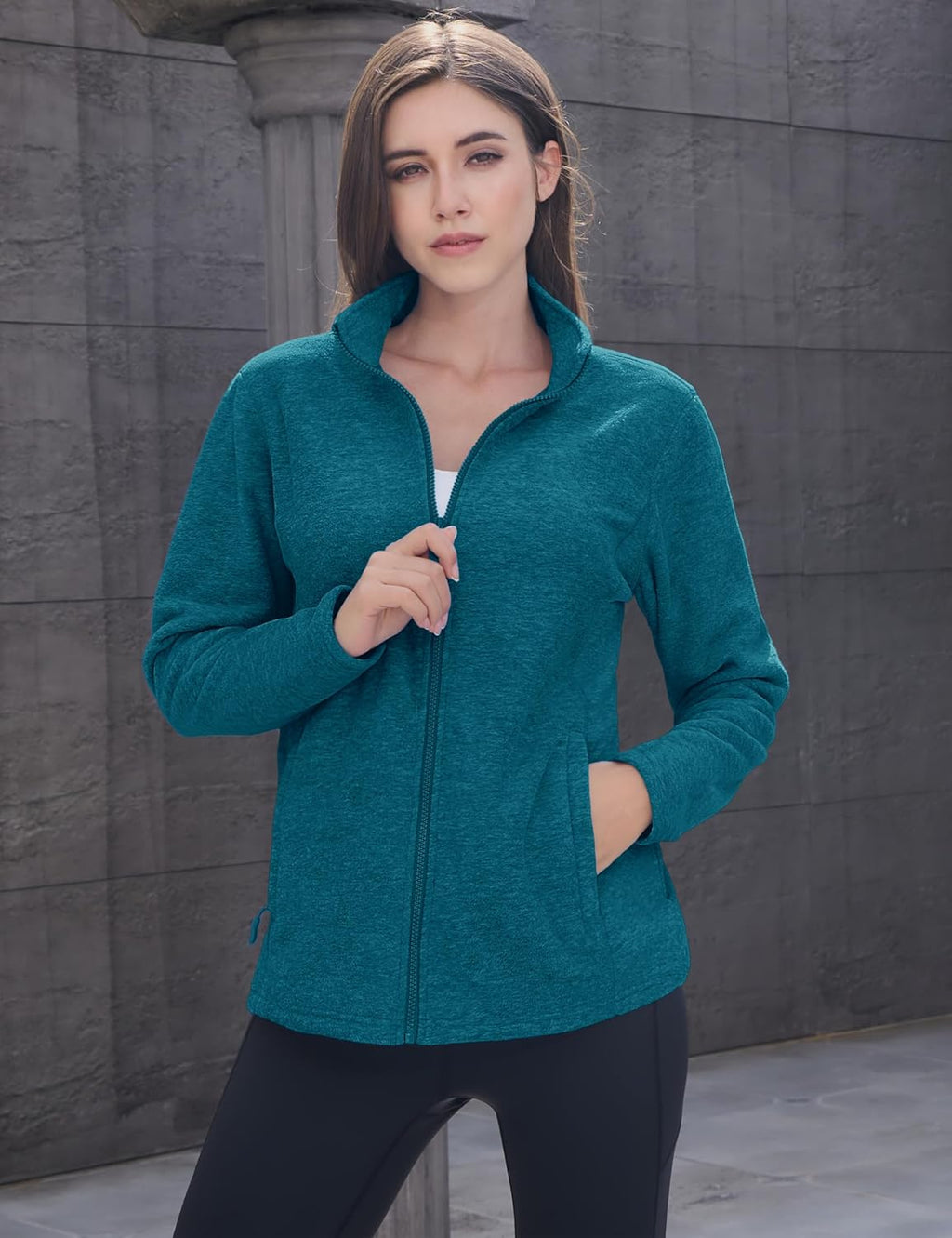 MAGCOMSEN Womens Fleece Zip Up Jacket with Pockets Lightweight Soft Coat