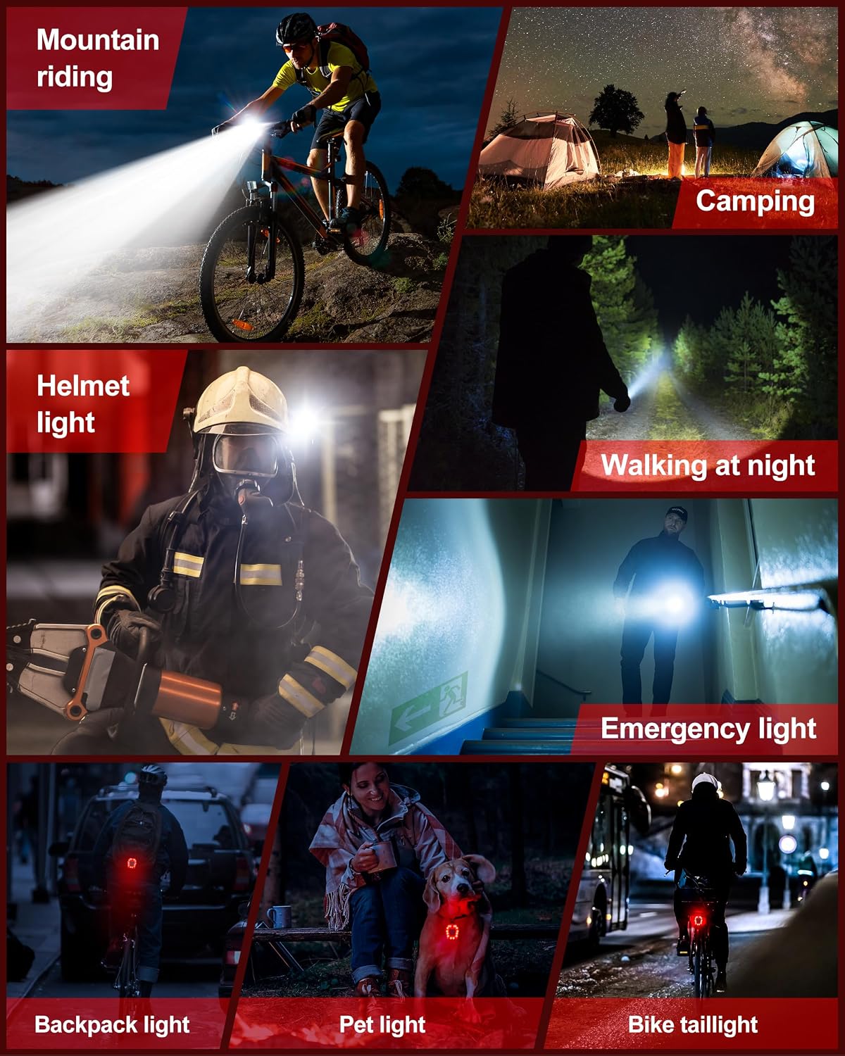 High Lumen Bike Light Set, Prasky Rechargeable Bicycle Lights Front and Rear, Super Bright LED Headlight, IP65 Waterproof Multiple Modes Road Mountain Bike Lights for Night Riding