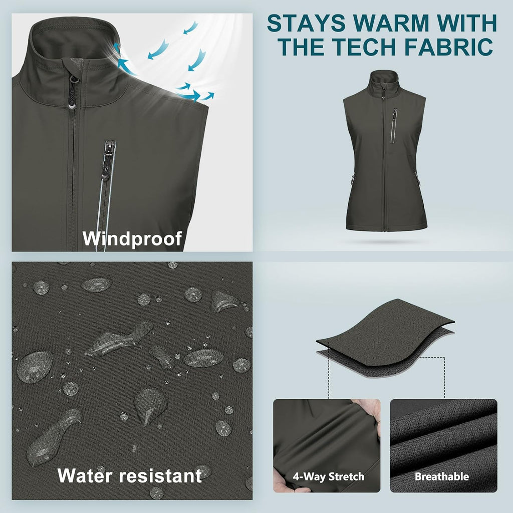 33,000ft Women's Lightweight Running Vest with 6 Pockets for Travel Golf