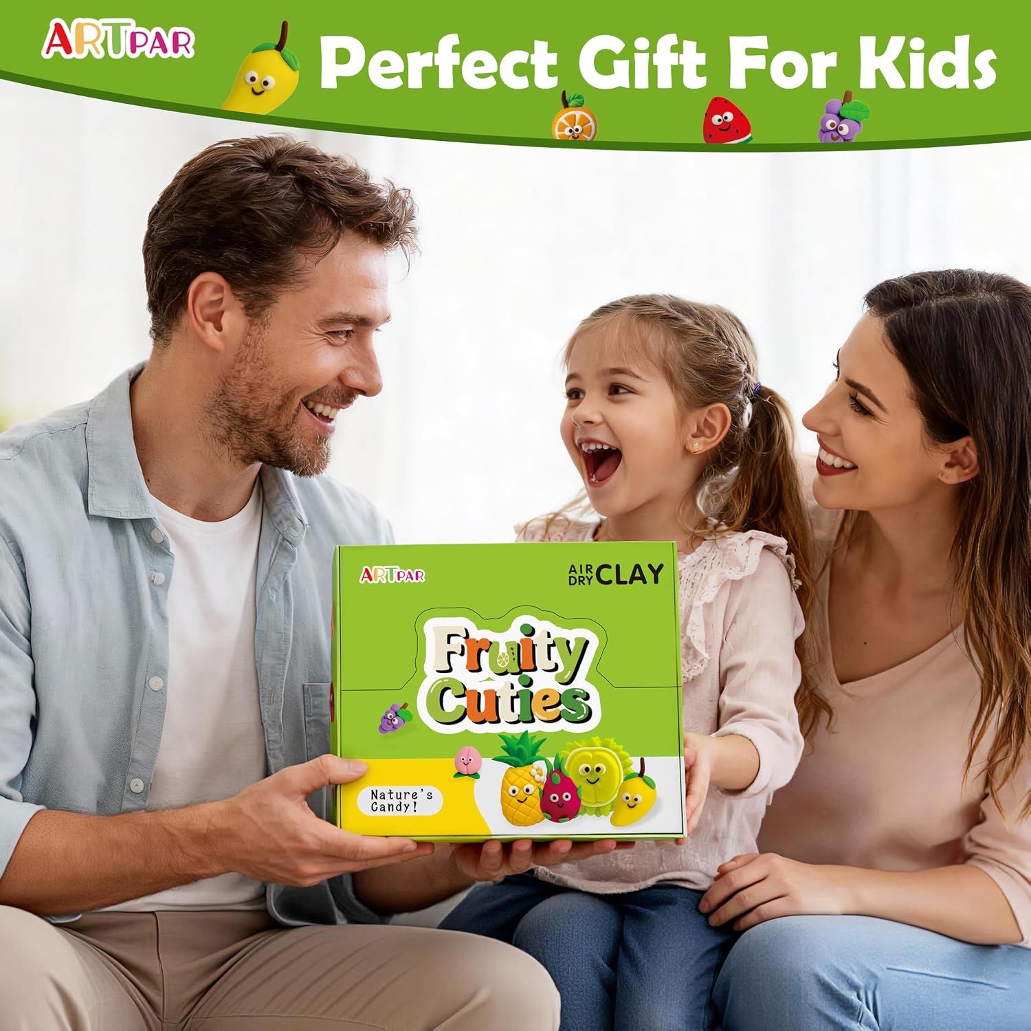 ARTPAR Air Dry Clay Kit for Kids - 12 Fruit DIY Modeling Magic Clay Sets