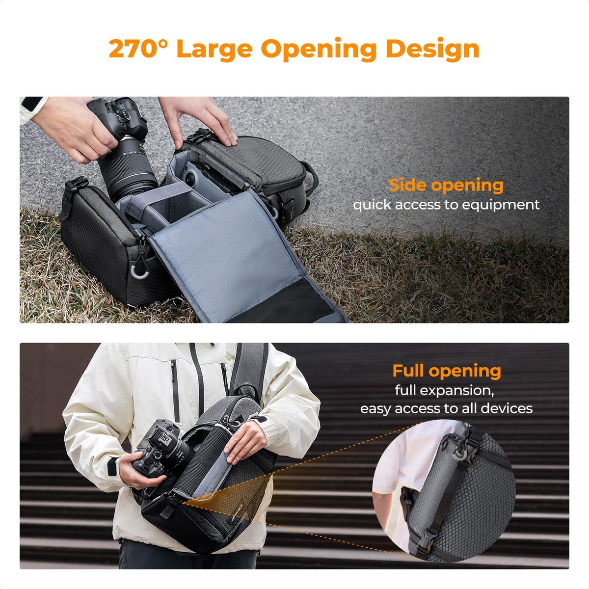 K&F CONCEPT Camera Sling Bag, Compact Crossbody Backpack, 10L