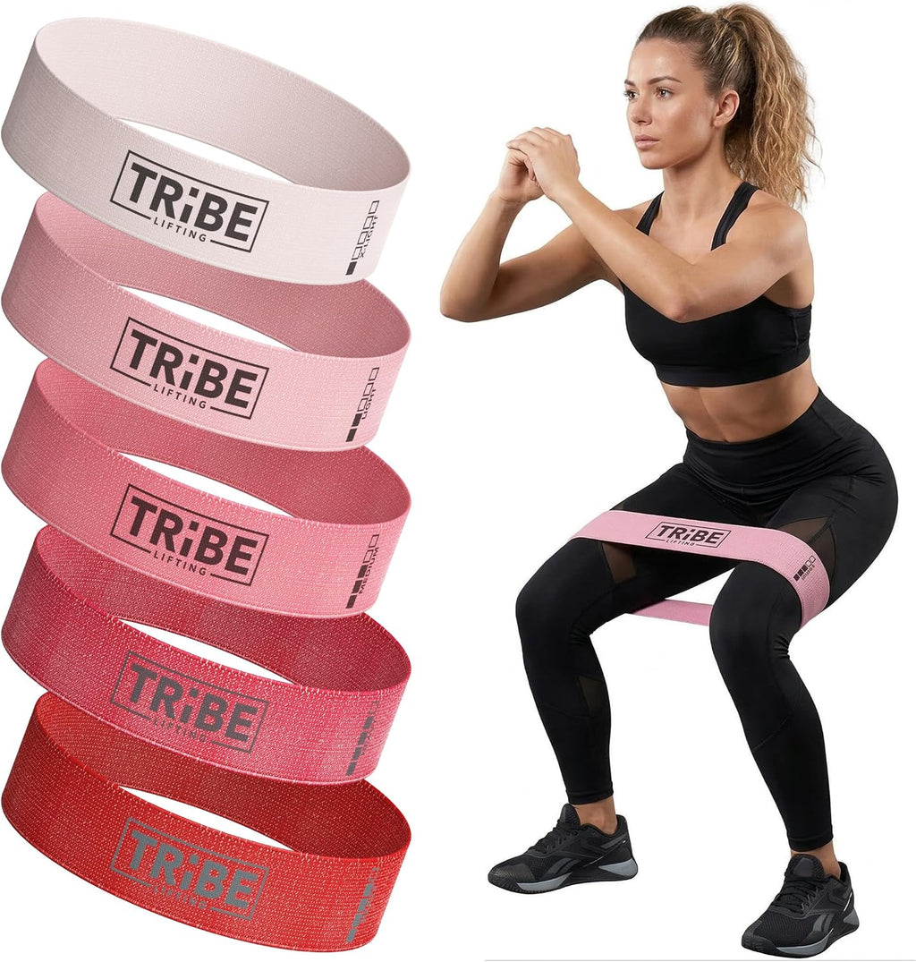 Fabric Resistance Bands for Working Out, 5-Band Set for Legs and Glutes