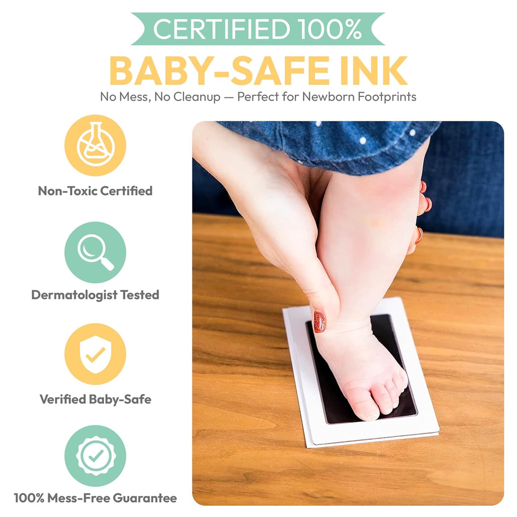 Clean Touch Ink Pad for Baby Handprints and Footprints – Inkless Infant Hand & Foot Stamp – Safe for Babies, Doesn’t Touch Skin – Perfect Family Memory or Gift – Black Standard Size [4 Pack]