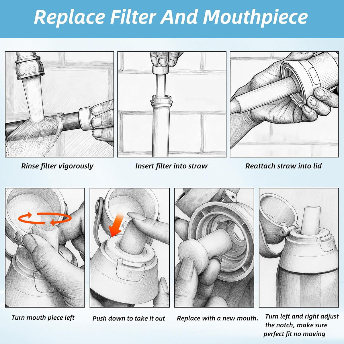 Bottle Filter Mouthpiece Replacement for Brita Water Bottle,3 Pcs Silicone Mouthpiece and 6 Pcs Filter Cartridges,Premium Silicone Bite Valve Replacement Parts Compatible with Brita Filters Bottles