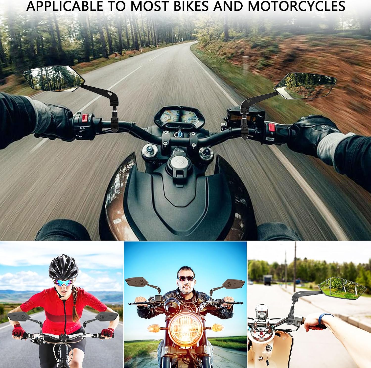 2 Pack Bike Mirrors, eBike Mirrors for Handlebars (Blu-ray Version)