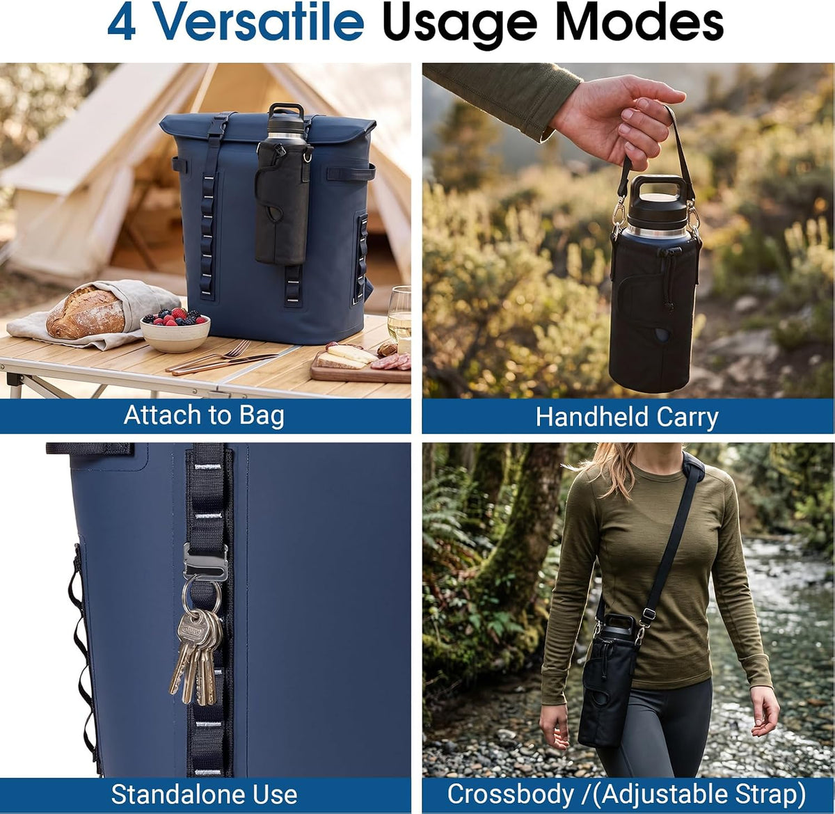 Bottle Holder for HitchPoint Grid Compatible with YETI Camino 20 35 Zip Carryall & Hopper Soft Coolers, Waterproof Oxford Fabric with Stainless Steel Hooks, Hands-Free YETI Bag & Cooler Accessories