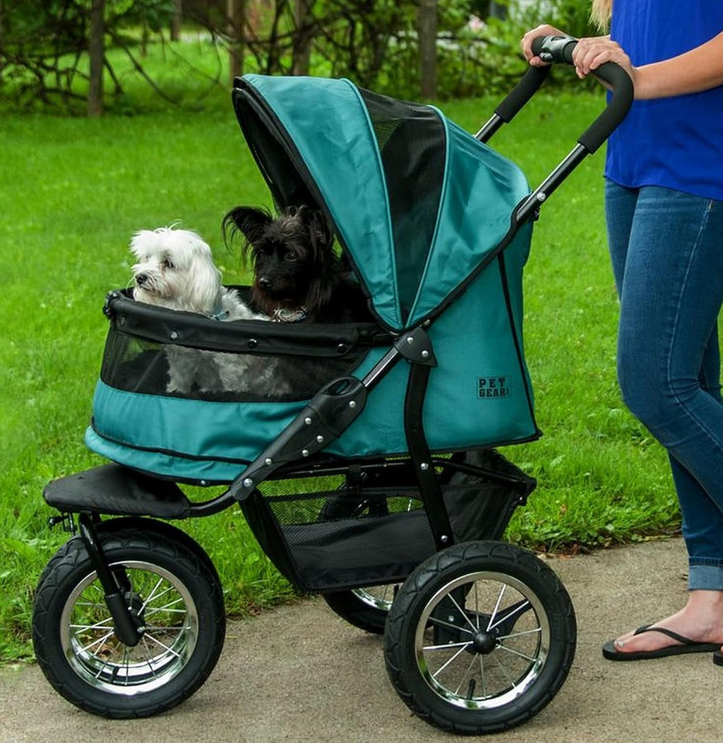 Pet Gear No-Zip Double Pet Stroller, Jade