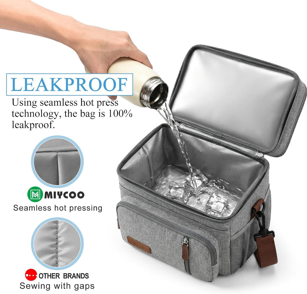 MIYCOO Lunch Bag for Women & Men, Expandable Double Deck Lunch Box, 15L