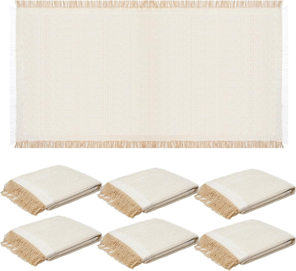 Frienda 6 Pcs Beige Large Boho Outdoor Picnic Blanket 70" x 35", Classic