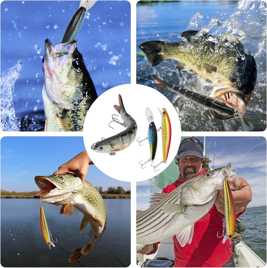 Fishing Lures Tackle Box Bass Kit with Plier,Saltwater & Freshwater Baits