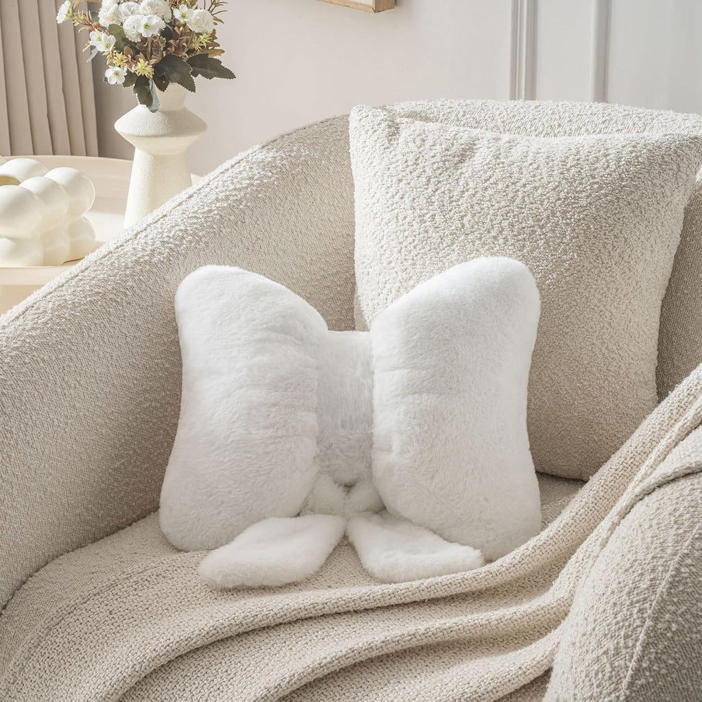 Room Decor Home Decor Bow Throw Pillows Decorative Pillows,White 10*8inch