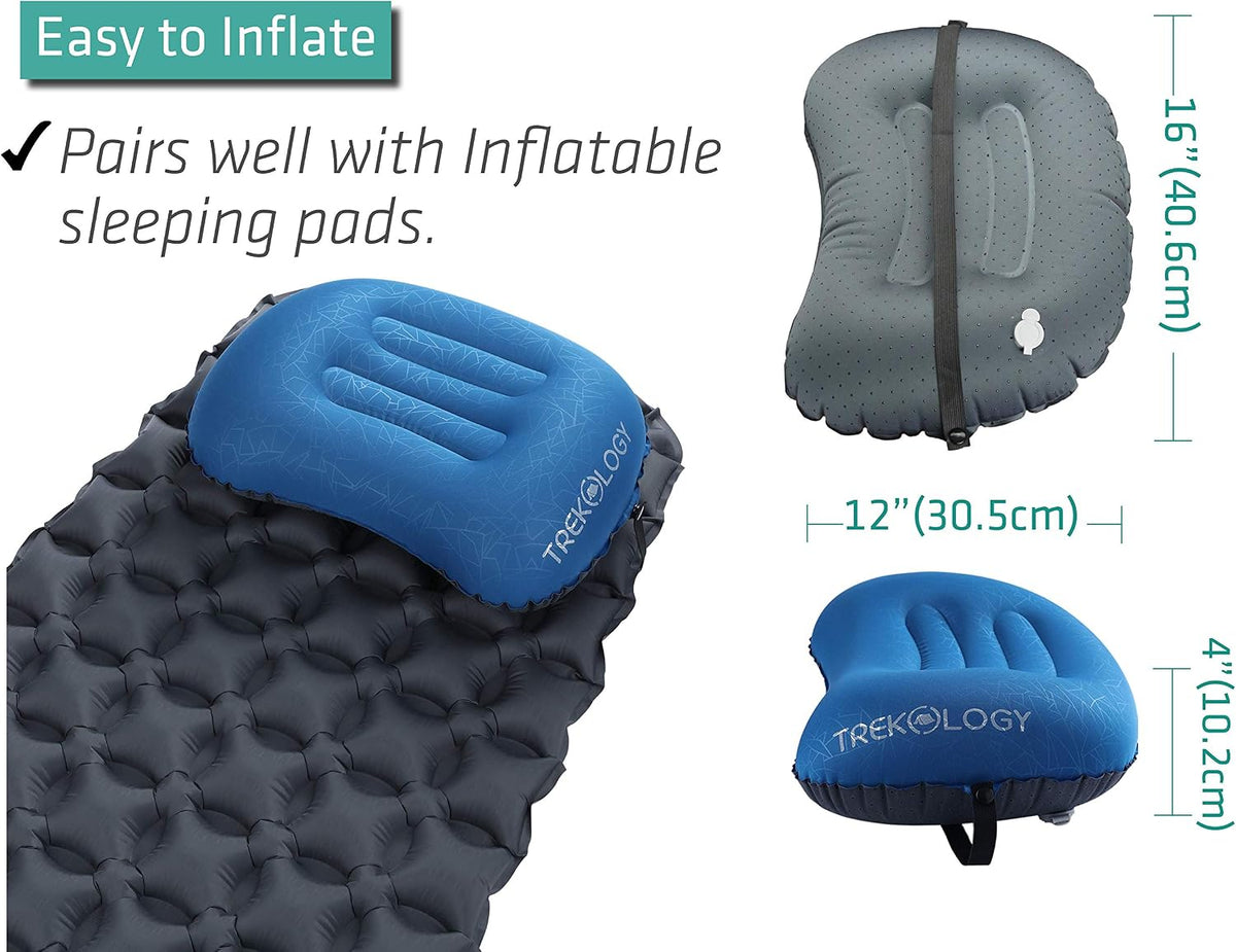 TREKOLOGY Aluft 2.0 Small Inflatable Camping Pillow for Backpacking, Travel