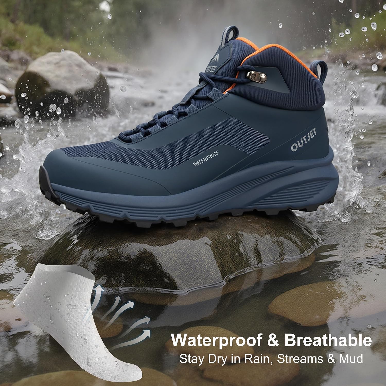 Men's Waterproof Hiking Boots Lightweight Comfortable Outdoor Walking Trail Boots Shoes