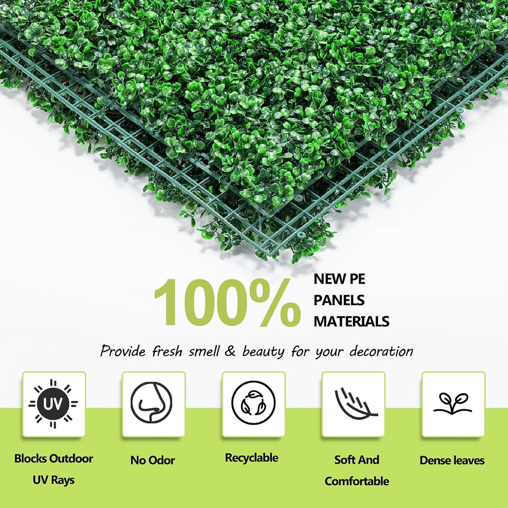 AOKIIE 10"x10" 12Pcs Artificial Grass Wall UV-Anti Boxwood for Outdoor