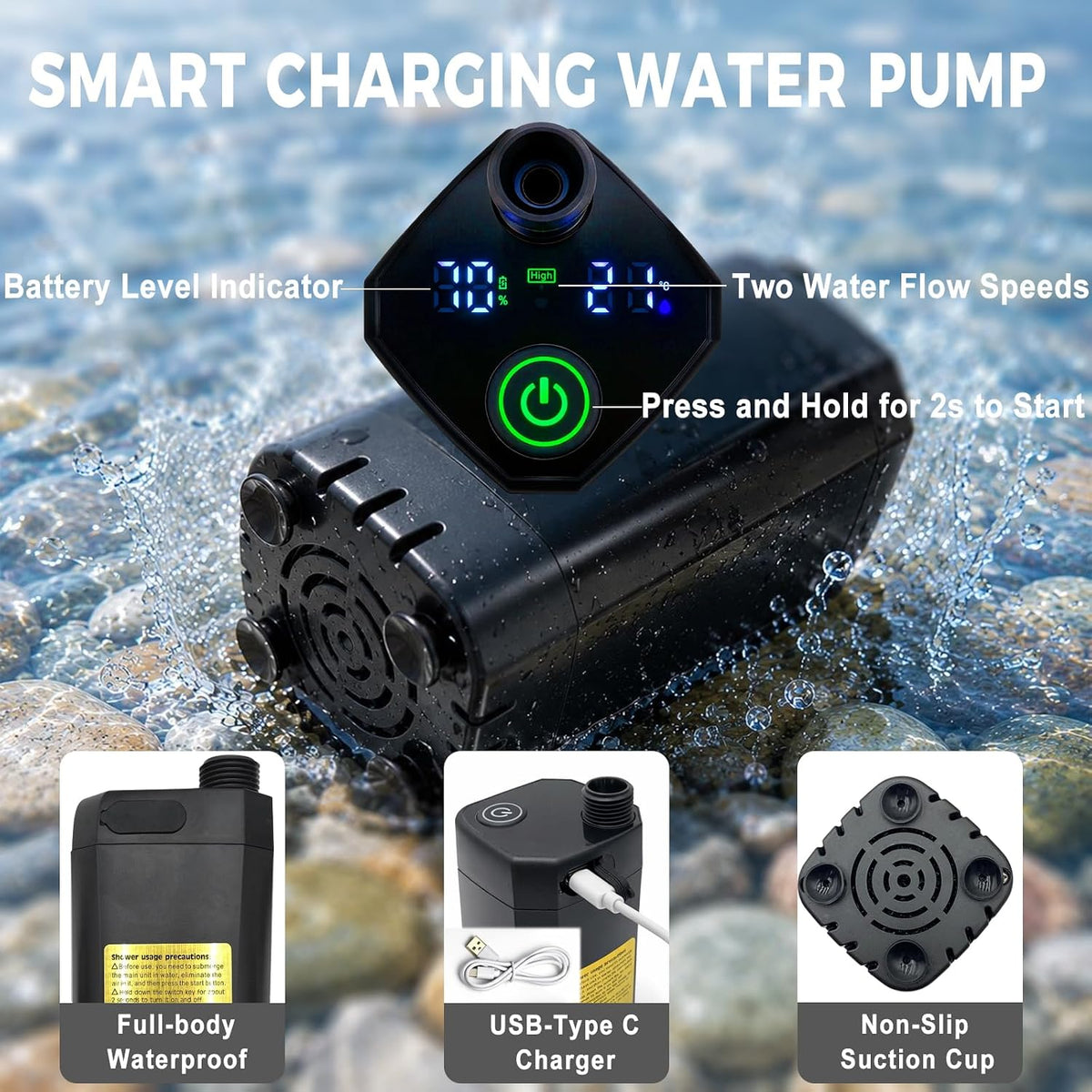 Portable Shower With Heater for Camping,1500W High-Power Quick Heating