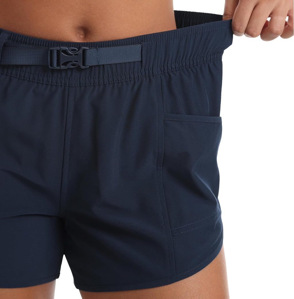 Women's Athletic Hiking Shorts with Liner Quick-Dry Workout Running Shorts