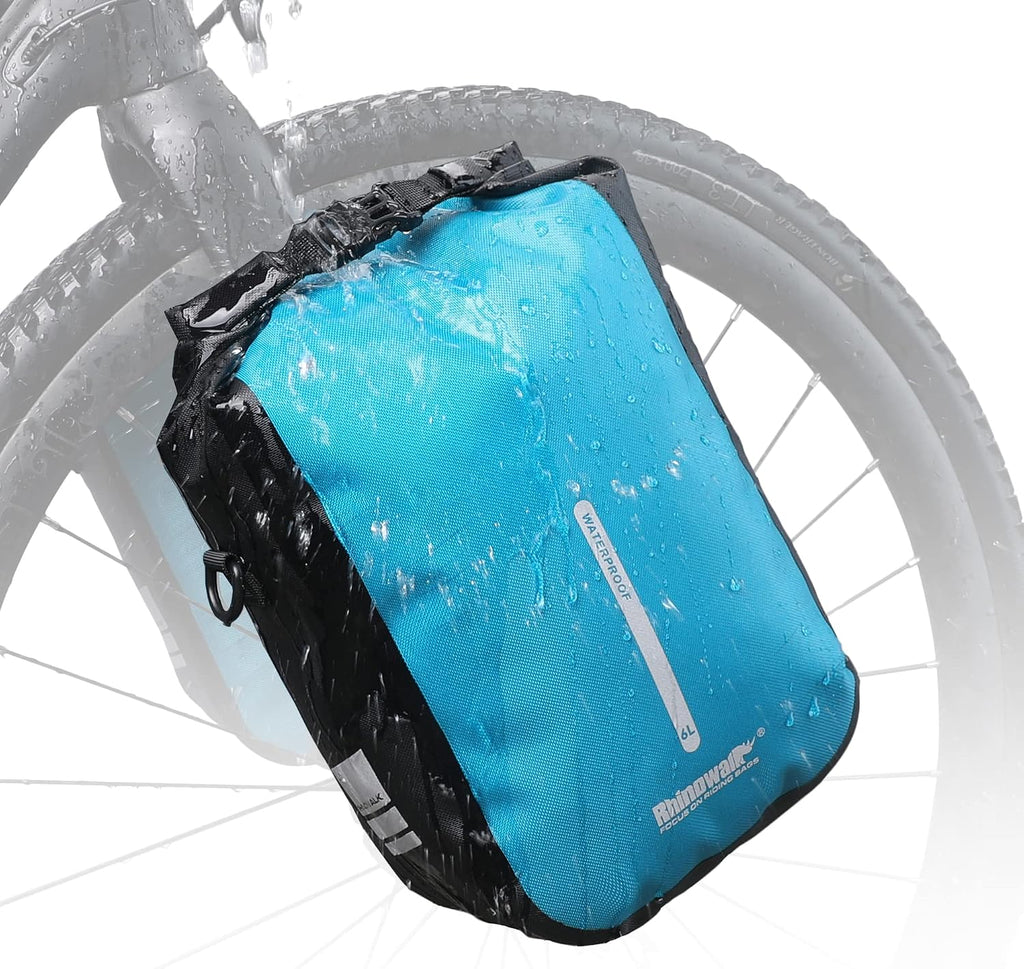 Rhinowalk Bike front fork Waterproof Bag Bike Pannier Bag Saddle Bag Fork Bag Rack Bicycle Bag Shoulder Bag for E-Scooter Mountain Bike Accessories [Blue 6L]