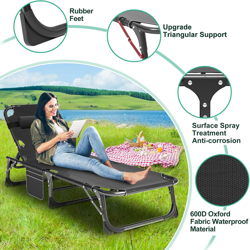LILYPELLE Portable Folding Camping Cot with Mattress and Pillow for Adults