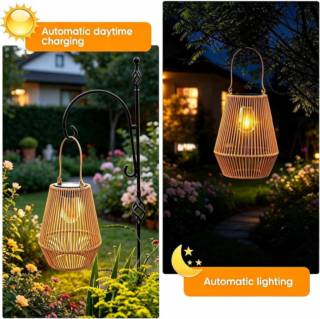 Solar Lanterns Outdoor Waterproof, KagoLing Solar Lanterns Outdoor Gifts for Women Mom Grandma Hanging Solar Lights Outdoor Garden Decor for Outside, Yard, Patio, Porch, Trees, Pathway, Lawn, 2 Pack