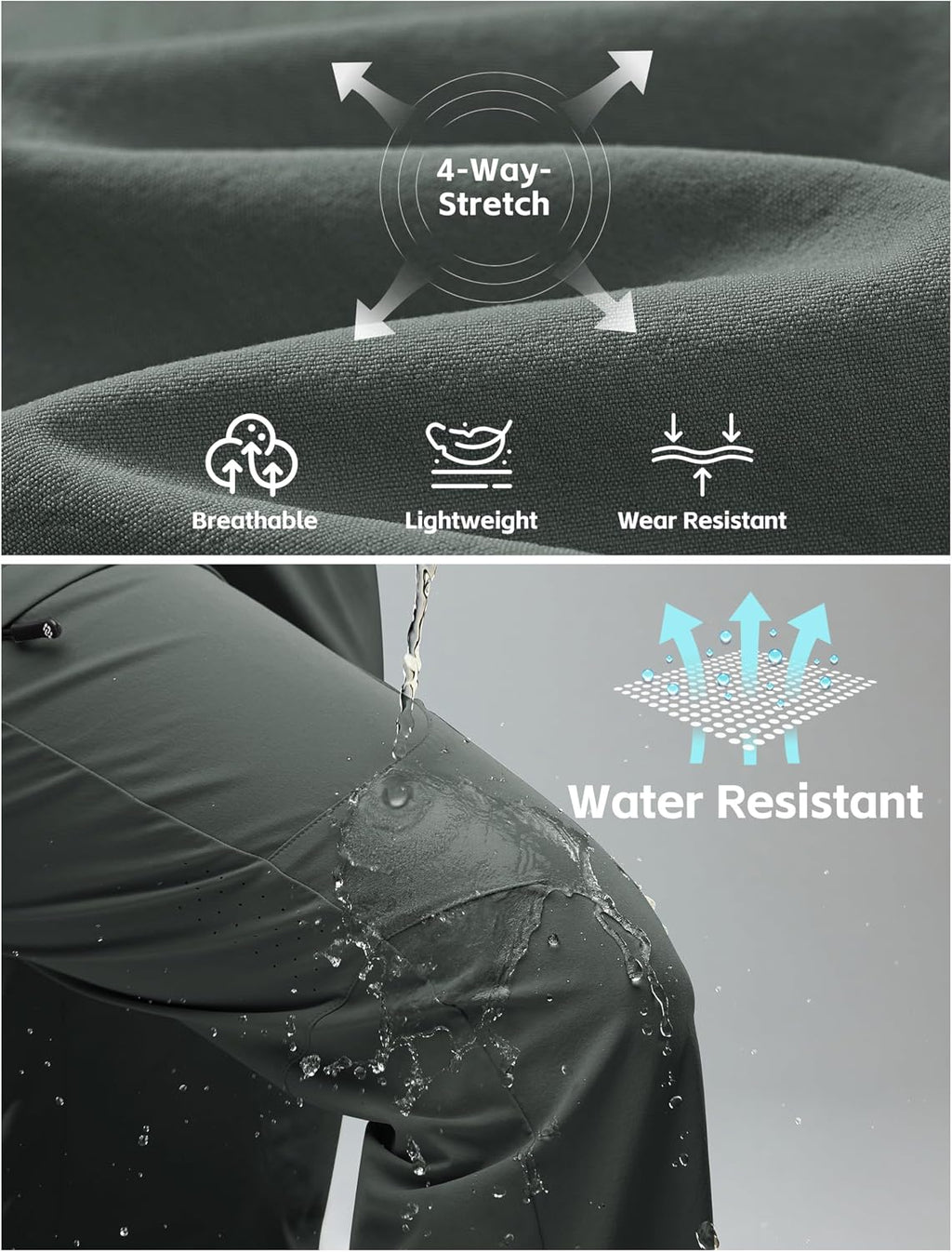 MoFiz Womens Hiking Cargo Pants Waterproof Lightweight with Zipper Pockets